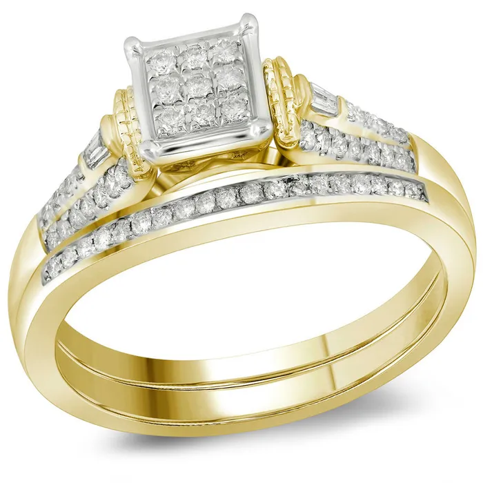 mayamila Rings Womens 14K Yellow Gold Baguette Diamond Bridal Wedding Engagement Ring Set 15CT mayamila Rings Womens 14K Yellow Gold Baguette Diamond Bridal Wedding Engagement Ring Set 15CT