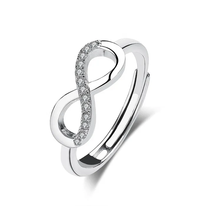 Mystic Flavia Rings Infinity White Zircon Studded Adjustable Silver Ring Mystic Flavia Rings Infinity White Zircon Studded Adjustable Silver Ring