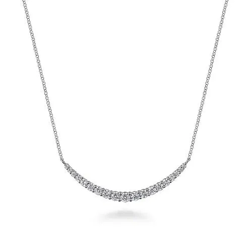 14K White Gold Prong Set Diamond Bar Necklace GABRIEL CO Necklaces