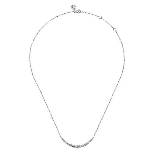 14K White Gold Prong Set Diamond Bar Necklace GABRIEL CO Necklaces