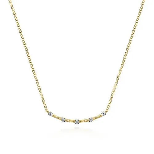 14K Yellow Gold Diamond Stations Bar Necklace GABRIEL CO Necklaces