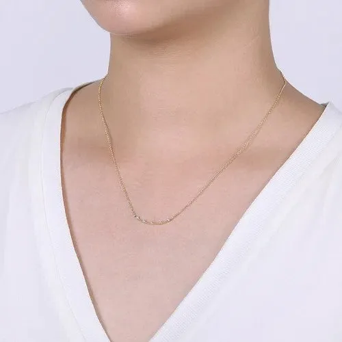 14K Yellow Gold Diamond Stations Bar Necklace GABRIEL CO Necklaces
