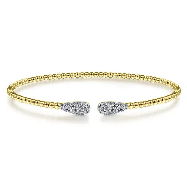GABRIEL CO 14K Yellow Gold Bujukan Diamond Teardrops Bangle Bracelets