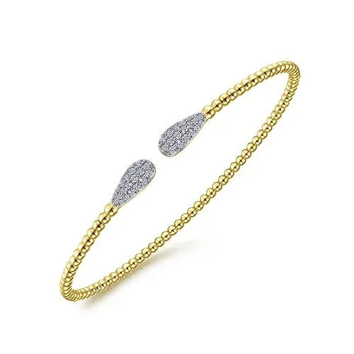GABRIEL CO 14K Yellow Gold Bujukan Diamond Teardrops Bangle Bracelets