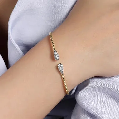 GABRIEL CO 14K Yellow Gold Bujukan Diamond Teardrops Bangle Bracelets