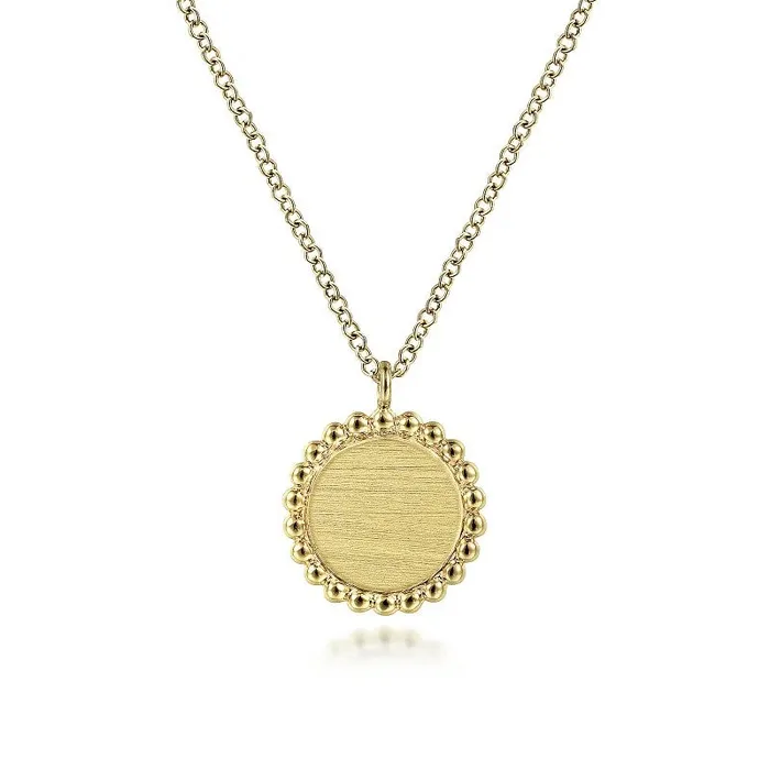 GABRIEL CO Necklaces 14K Yellow Gold Round Pendant Necklace with Bujukan Bead Frame GABRIEL CO Necklaces 14K Yellow Gold Round Pendant Necklace with Bujukan Bead Frame
