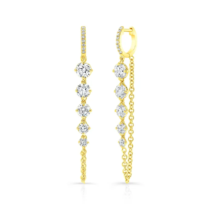 Rahaminov Diamonds Earrings Diamond Chain Huggie Earrings