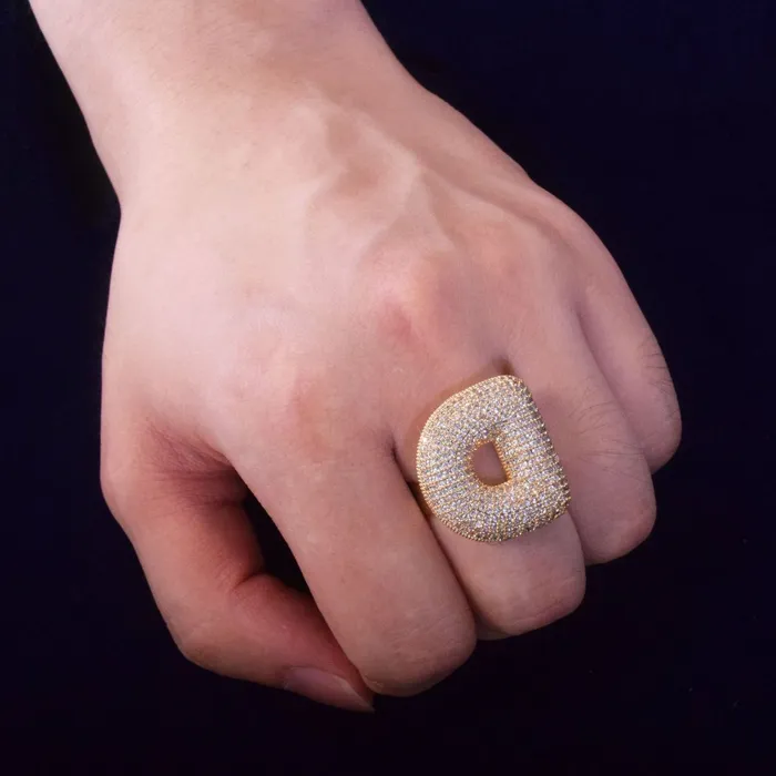 Rings AZ Initial Custom Letter Iced Out Diamond Ring CUSTOM RING