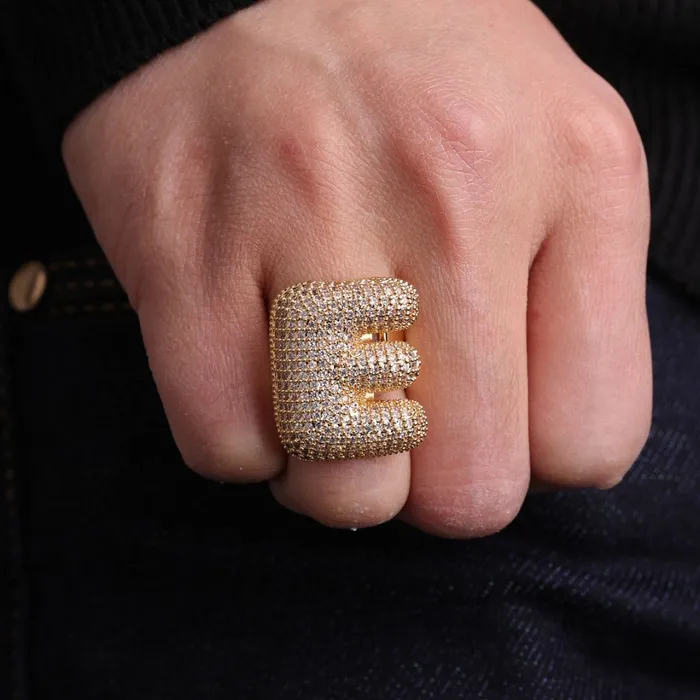 Rings AZ Initial Custom Letter Iced Out Diamond Ring CUSTOM RING