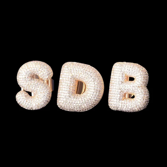 Rings AZ Initial Custom Letter Iced Out Diamond Ring CUSTOM RING