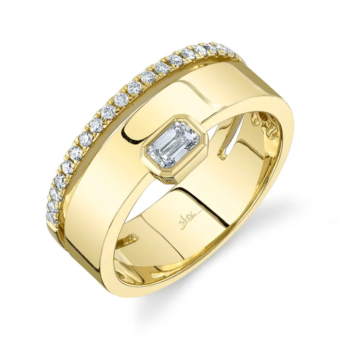 Rings Wide Emerald Cut Diamond Band SHY CREATION