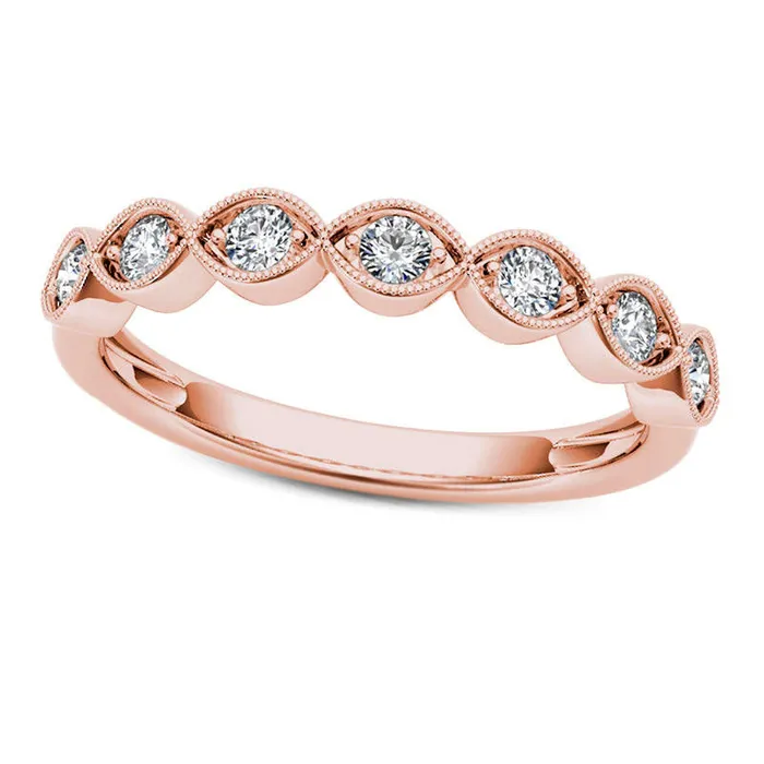 020 CT TW Natural Diamond MarquiseShaped Antique VintageStyle Stackable Band in Solid 10K Rose Gold Goldia Rings 020 CT TW Natural Diamond MarquiseShaped Antique VintageStyle Stackable Band in Solid 10K Rose Gold Goldia Rings