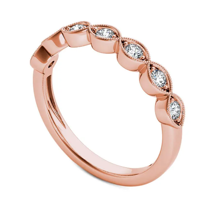 020 CT TW Natural Diamond MarquiseShaped Antique VintageStyle Stackable Band in Solid 10K Rose Gold Goldia Rings 020 CT TW Natural Diamond MarquiseShaped Antique VintageStyle Stackable Band in Solid 10K Rose Gold Goldia Rings