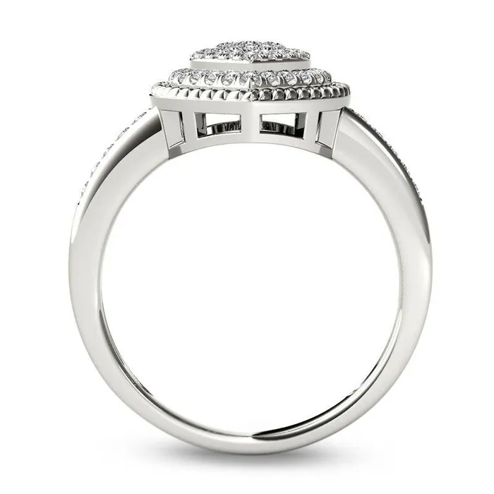 025 CT TW Composite Natural Diamond HeartShaped Rope Frame Ring in Solid 10K White Gold Goldia Rings 025 CT TW Composite Natural Diamond HeartShaped Rope Frame Ring in Solid 10K White Gold Goldia Rings