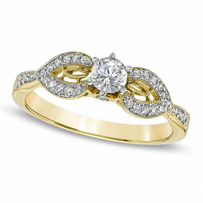 033 CT TW Natural Diamond Masquerade Engagement Ring in Solid 10K Yellow Gold Goldia Rings 033 CT TW Natural Diamond Masquerade Engagement Ring in Solid 10K Yellow Gold Goldia Rings