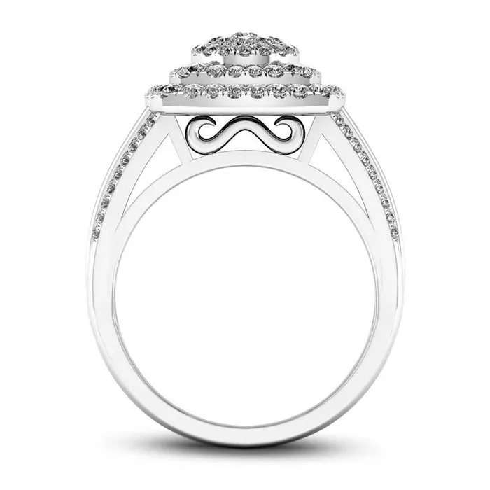 10 CT TW Natural Diamond Cushion Frame Ring in Solid 10K White Gold Goldia Rings 10 CT TW Natural Diamond Cushion Frame Ring in Solid 10K White Gold Goldia Rings