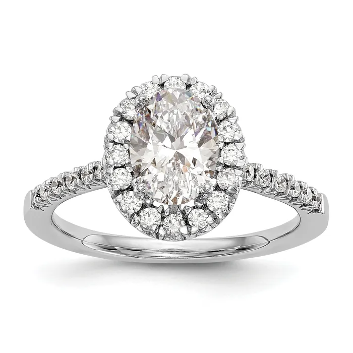 125ct CZ Solid Real 14K White Gold Oval Halo Engagement Ring Goldia Rings