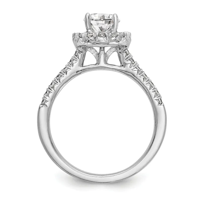 125ct CZ Solid Real 14K White Gold Oval Halo Engagement Ring Goldia Rings