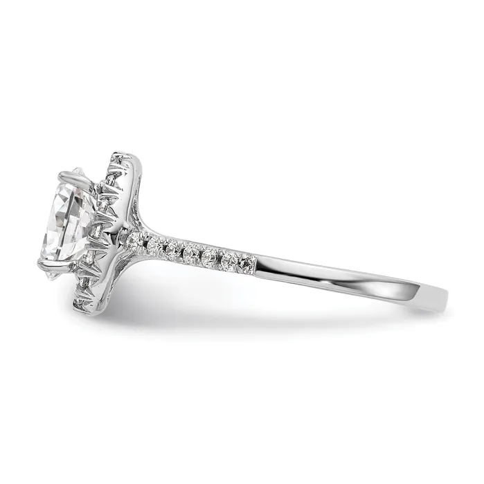 125ct CZ Solid Real 14K White Gold Oval Halo Engagement Ring Goldia Rings