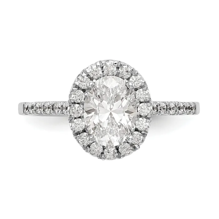 125ct CZ Solid Real 14K White Gold Oval Halo Engagement Ring Goldia Rings