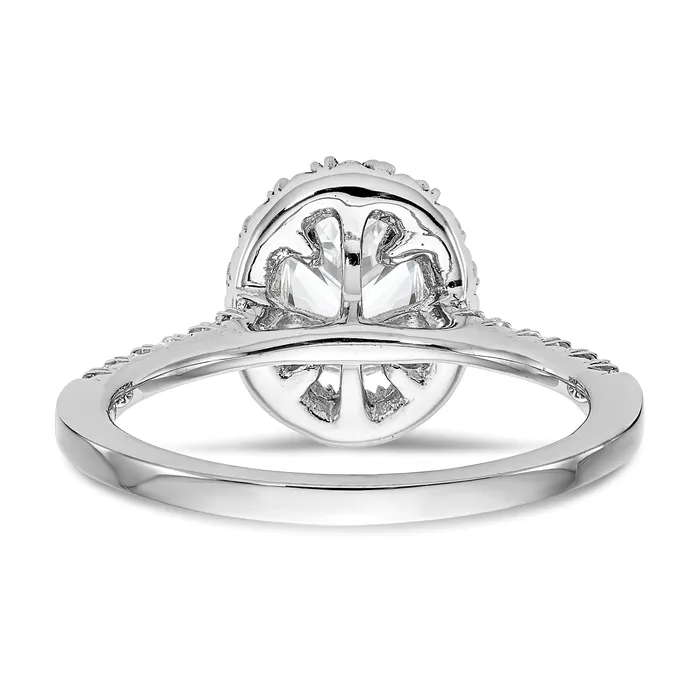 125ct CZ Solid Real 14K White Gold Oval Halo Engagement Ring Goldia Rings