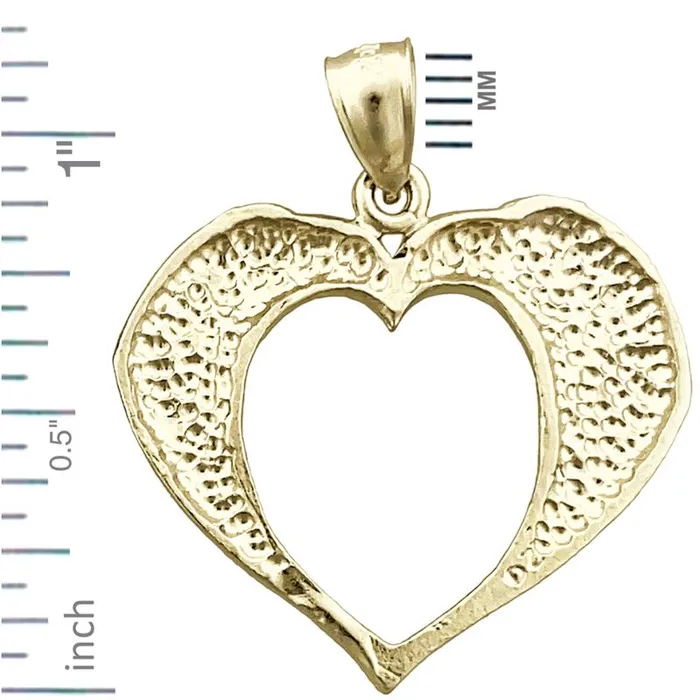 14K Gold Two Eagles Heart Designer Pendant Goldia Necklaces