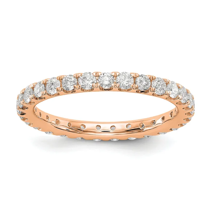 14k Rose Gold 1 Ct Lab Grown Diamond VSSI G Shared Prong Eternity Band Ring Goldia Rings 14k Rose Gold 1 Ct Lab Grown Diamond VSSI G Shared Prong Eternity Band Ring Goldia Rings