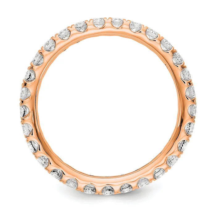 14k Rose Gold 1 Ct Lab Grown Diamond VSSI G Shared Prong Eternity Band Ring Goldia Rings