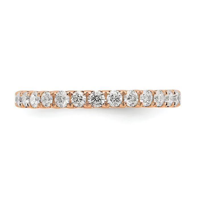 14k Rose Gold 1 Ct Lab Grown Diamond VSSI G Shared Prong Eternity Band Ring Goldia Rings