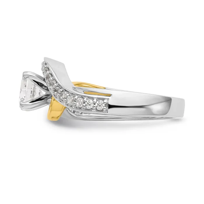 14k TT Peg Set Simulated Diamond Criss Cross Engagement Ring Goldiacom Rings