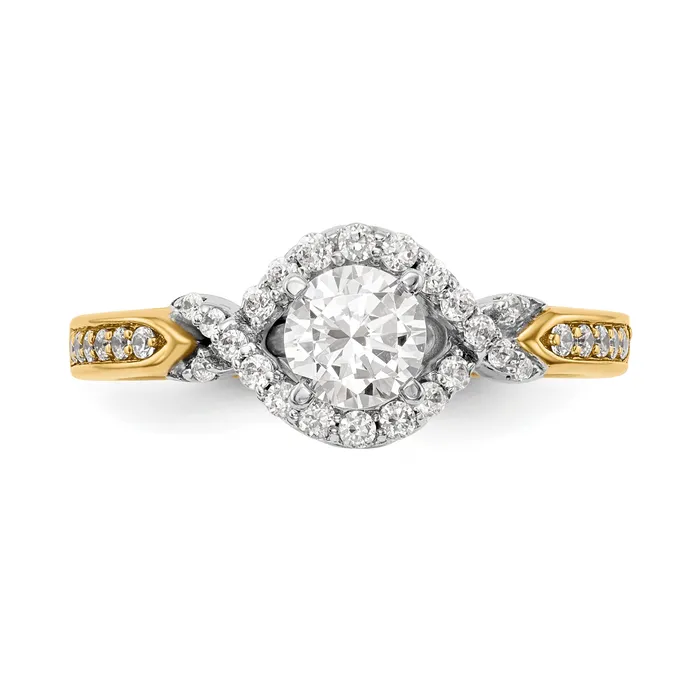14k TT Peg Set Simulated Diamond Criss Cross Engagement Ring Goldiacom Rings