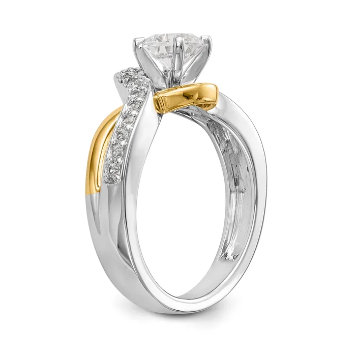 14k TT Peg Set Simulated Diamond Criss Cross Engagement Ring Goldiacom Rings