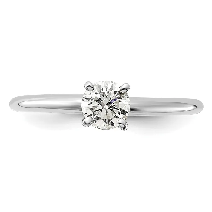 14k White Gold 12 Ct Lab Grown Diamond VS F Round Solitaire Engagement Ring Goldia Rings
