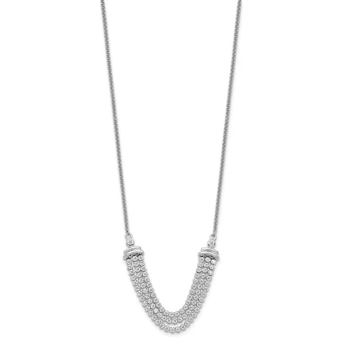 14k White Gold 2 16 Ct Lab Grown Diamond VSSI G Adjustable up to 24 inch Triple Row Tennis Style Bolo Necklace Goldia Necklaces