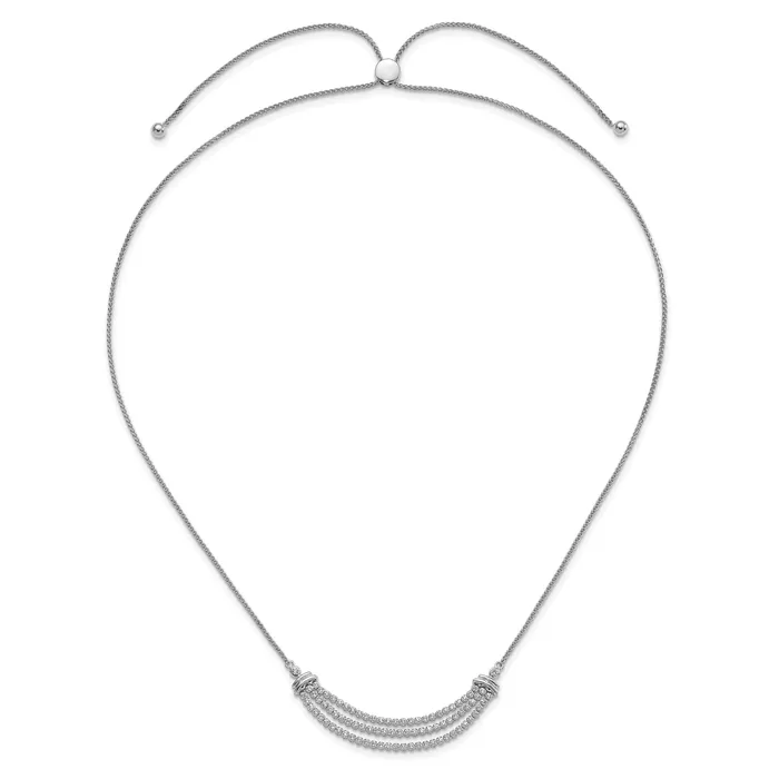 14k White Gold 2 16 Ct Lab Grown Diamond VSSI G Adjustable up to 24 inch Triple Row Tennis Style Bolo Necklace Goldia Necklaces