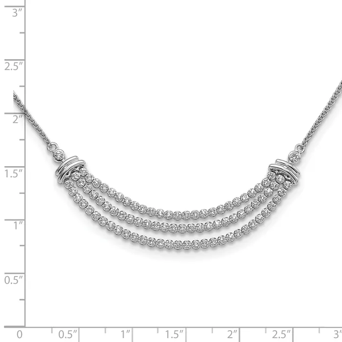 14k White Gold 2 16 Ct Lab Grown Diamond VSSI G Adjustable up to 24 inch Triple Row Tennis Style Bolo Necklace Goldia Necklaces