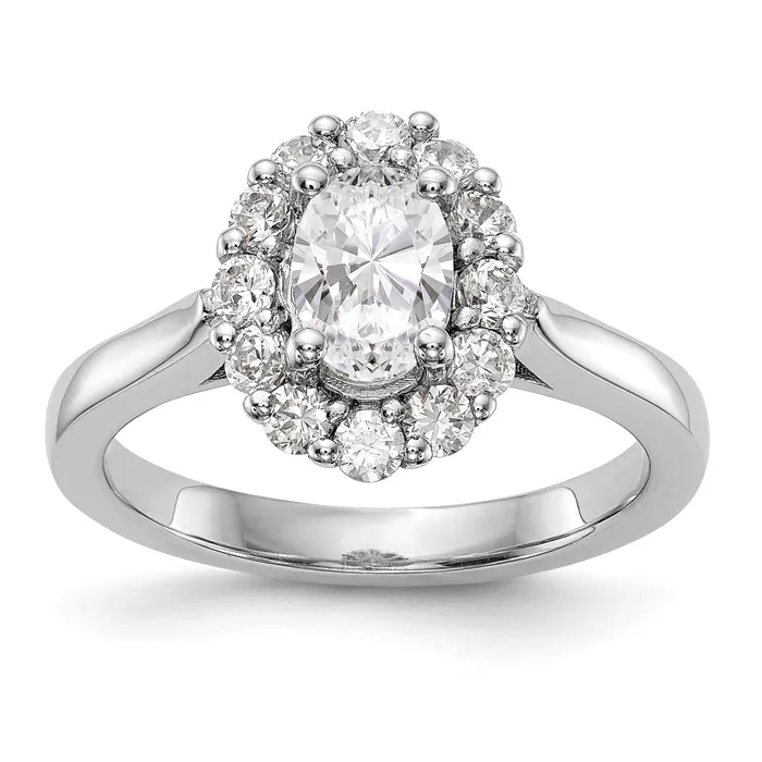 14k White Gold Oval Halo Engagement Simulated Diamond Ring Goldiacom Rings