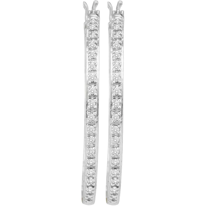 14k White Gold Prongset Diamond Slender Single Row Hoop Earrings 14 Cttw gndatlanta Earrings 14k White Gold Prongset Diamond Slender Single Row Hoop Earrings 14 Cttw gndatlanta Earrings