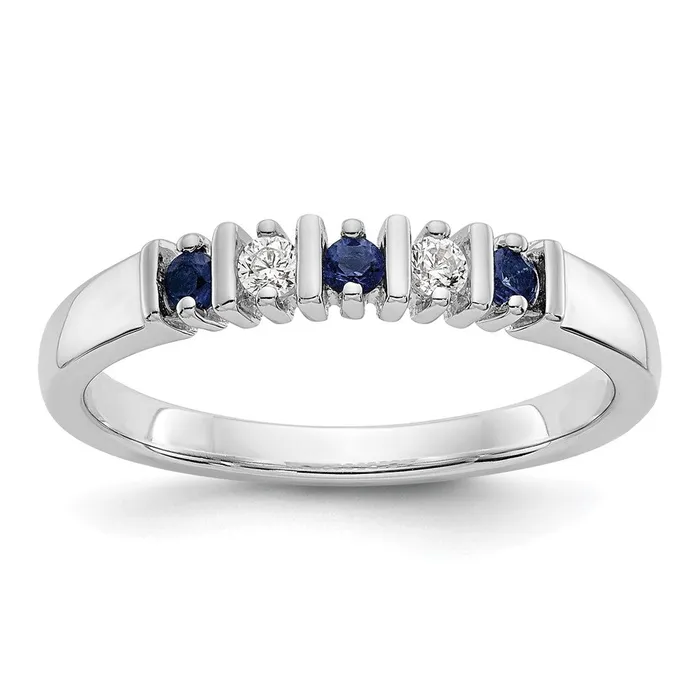 14k White Gold Real Diamond wSapphire Band goldiaca Rings