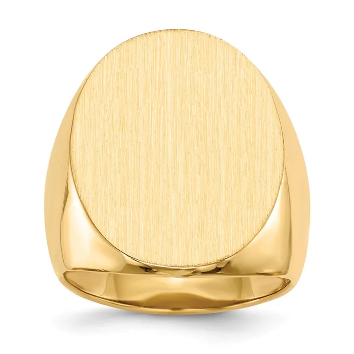 14K Yellow Gold 265x190mm Open Back Mens Signet Ring Goldia Rings