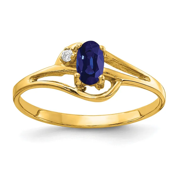 14K Yellow Gold 5x3mm Oval Sapphire A Real Diamond ring Goldiacom Rings