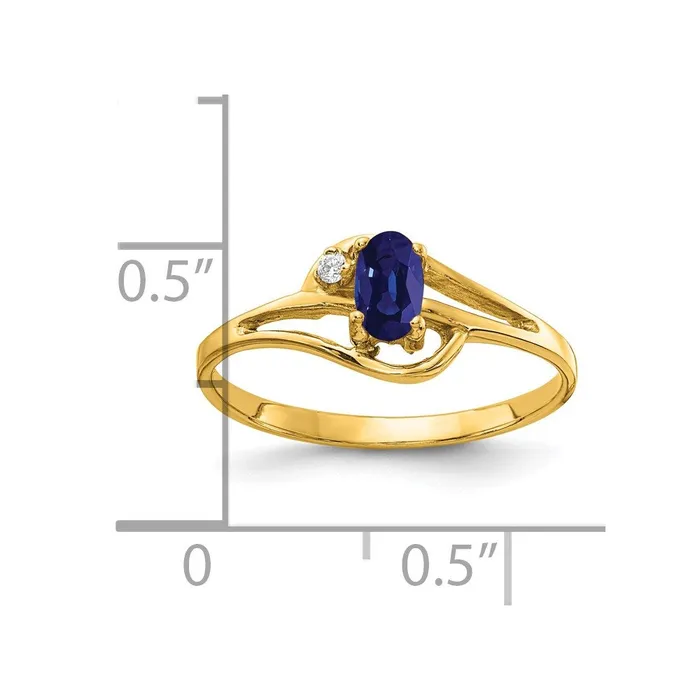 14K Yellow Gold 5x3mm Oval Sapphire A Real Diamond ring Goldiacom Rings