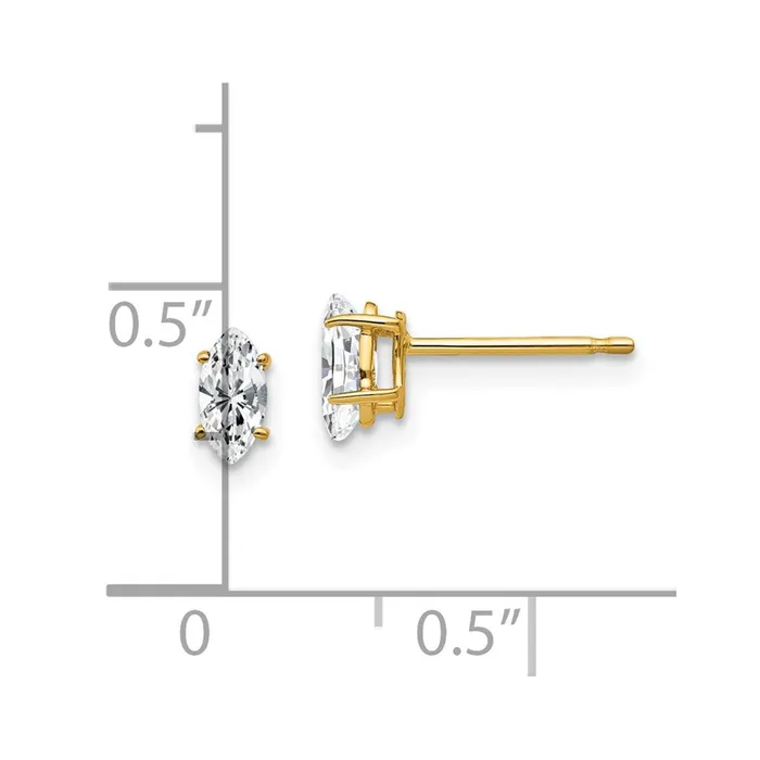 14k Yellow Gold 6x3mm Marquise Cubic Zirconia Earrings Goldia Earrings