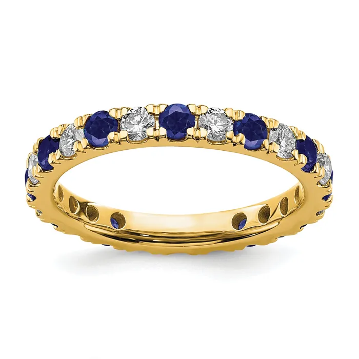 14k Yellow Gold 78 Ct Lab Grown Diamond VSSI G and Lab Created Blue Sapphire Eternity Band Ring Goldia Rings 14k Yellow Gold 78 Ct Lab Grown Diamond VSSI G and Lab Created Blue Sapphire Eternity Band Ring Goldia Rings