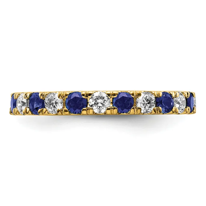 14k Yellow Gold 78 Ct Lab Grown Diamond VSSI G and Lab Created Blue Sapphire Eternity Band Ring Goldia Rings