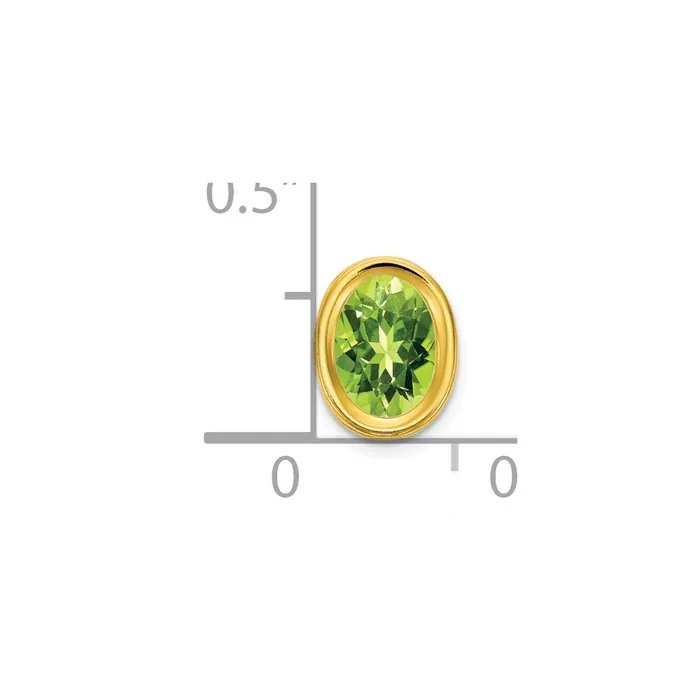 14K Yellow Gold 7x5mm Oval Peridot Checker bezel pendant Goldia Necklaces