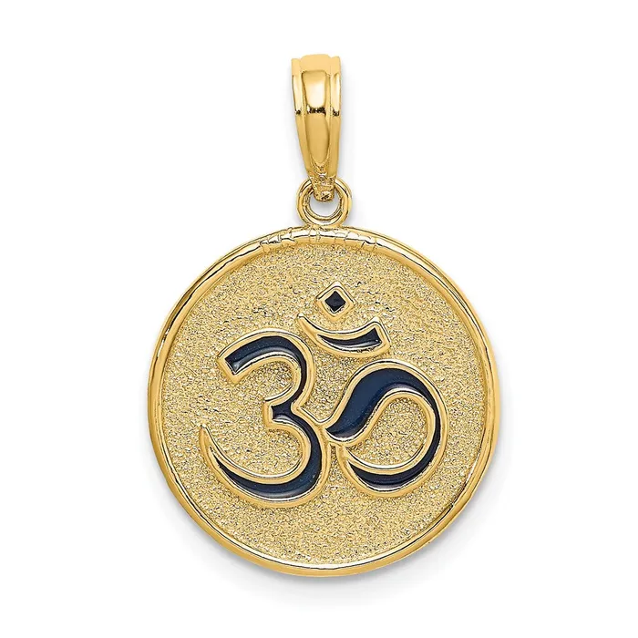14k Yellow Gold Enameled Om wLotus Flower on Reverse Charm Goldia Charm Necklaces 14k Yellow Gold Enameled Om wLotus Flower on Reverse Charm Goldia Charm Necklaces