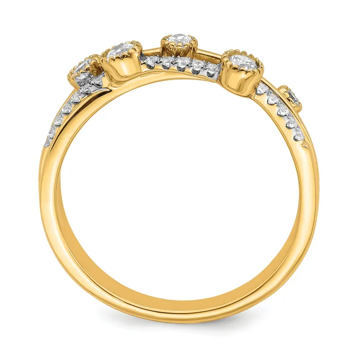 14k Yellow Gold Lab Grown Diamond VSSI FGH Criss Cross Ring Goldia Rings