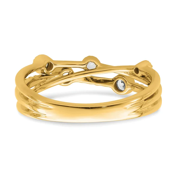 14k Yellow Gold Lab Grown Diamond VSSI FGH Criss Cross Ring Goldia Rings