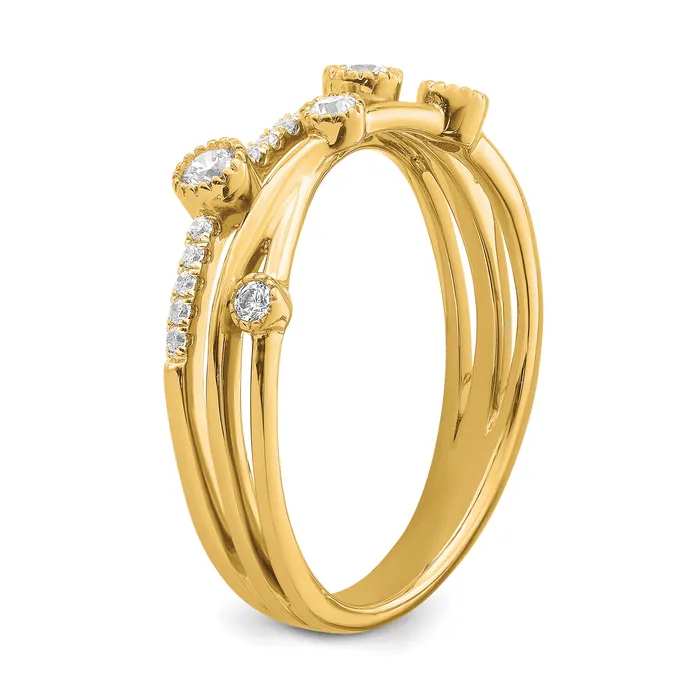 14k Yellow Gold Lab Grown Diamond VSSI FGH Criss Cross Ring Goldia Rings